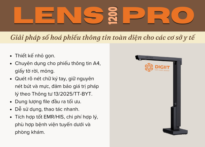 Máy scan CZUR Lens 1200 Pro - Giải pháp toàn diện cho số hoá phiếu thông tin đi kèm với hồ sơ bệnh án
